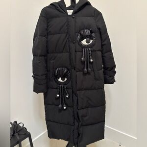MaxMara Black Quilted Hooded Puffer Coat with Branded Zip